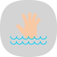 Drowning Flat Curve Icon vector