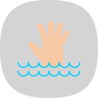 Drowning Flat Curve Icon vector