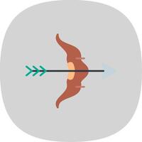 Bow And Arrow Flat Curve Icon vector