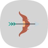 Bow And Arrow Flat Curve Icon vector