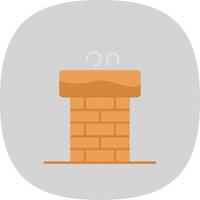 Chimenea parte superior plano curva icono vector