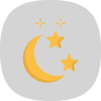 Moon and Star Flat Curve Icon vector