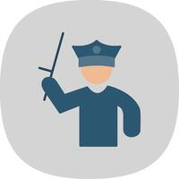Policeman Holding Stick Flat Curve Icon vector