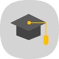 Graduate Hat Flat Curve Icon vector