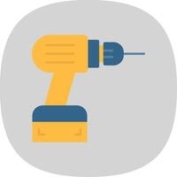 Electric Drill Flat Curve Icon vector