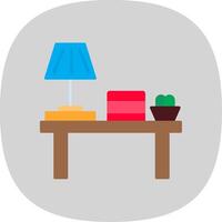 Table Lamp Flat Curve Icon vector