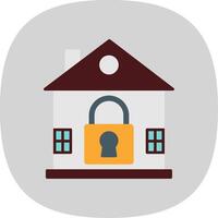 House Lock Flat Curve Icon vector