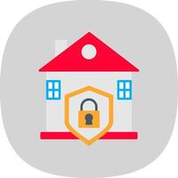 House Protection Flat Curve Icon vector