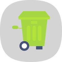 Trash Bin Flat Curve Icon vector