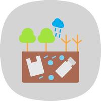 Land Pollution Flat Curve Icon vector