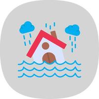 Flood Flat Curve Icon vector