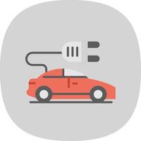 eléctrico coche plano curva icono vector