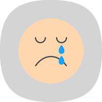 Crying Flat Curve Icon vector