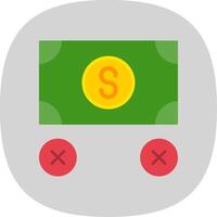 No Money Flat Curve Icon vector