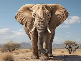 AI generated elephant portrait, generative ai photo