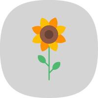 girasol plano curva icono vector