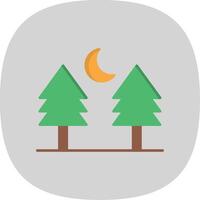 pino árbol plano curva icono vector