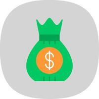 Dollar Sack Flat Curve Icon vector