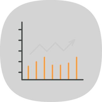 Line Chart Flat Curve Icon vector