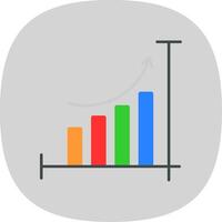 Bar Chart Flat Curve Icon vector