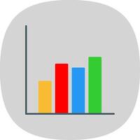 Bar Chart Flat Curve Icon vector