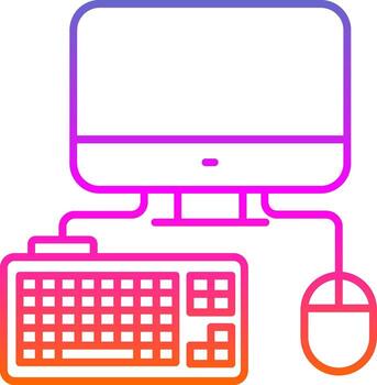 icono de gradiente de línea de computadora vector