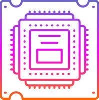 icono de gradiente de línea de procesador vector