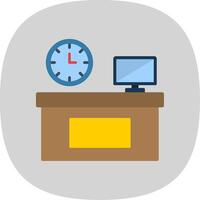 lugar de trabajo plano curva icono vector