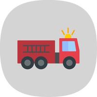 Fire Truck Flat Curve Icon vector