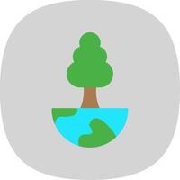 mundo árbol plano curva icono vector