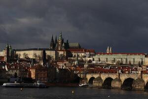 St. Vitus cathedral in Hradcany castle over Lesser town, Prague, Czech Republic photo