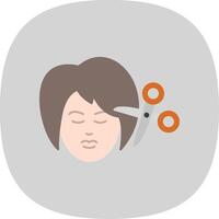 mujer pelo plano curva icono vector