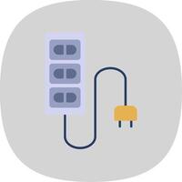 Extension Cord Flat Curve Icon vector