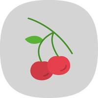 Cherries Flat Curve Icon vector