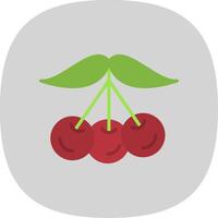 tarta cerezas plano curva icono vector