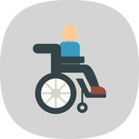 Disabled Person Flat Curve Icon vector