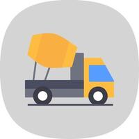 Concrete Mixer Flat Curve Icon vector