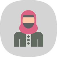 mujer con niqab plano curva icono vector