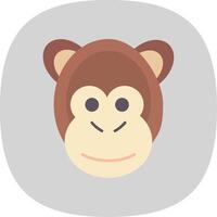 Monkey Flat Curve Icon vector