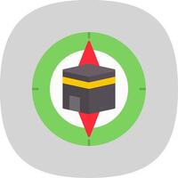 Qibla Compass Flat Curve Icon vector