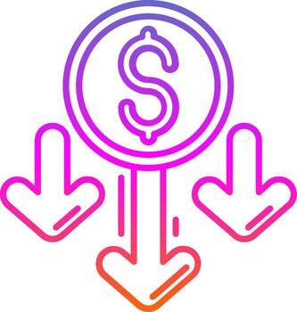 Decrease Line Gradient Icon vector