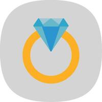 diamante anillo plano curva icono vector