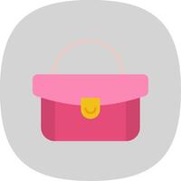 mujer bolso plano curva icono vector