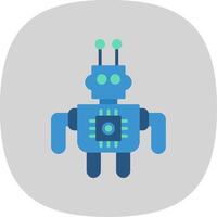 Robot Flat Curve Icon vector