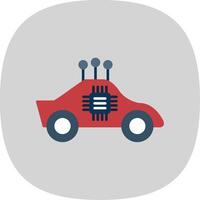 autónomo coche plano curva icono vector