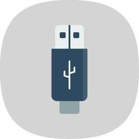 USB plano curva icono vector