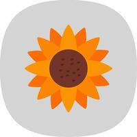 Sunflower Flat Curve Icon vector