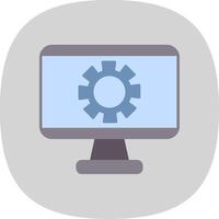 Monitor Screen Flat Curve Icon vector