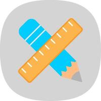 Pencil And Ruler Flat Curve Icon vector