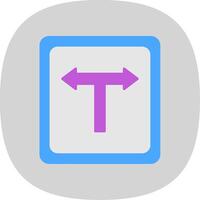 T Junction Flat Curve Icon vector